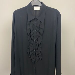 Black ruffled blouse made by Liz Claiborne